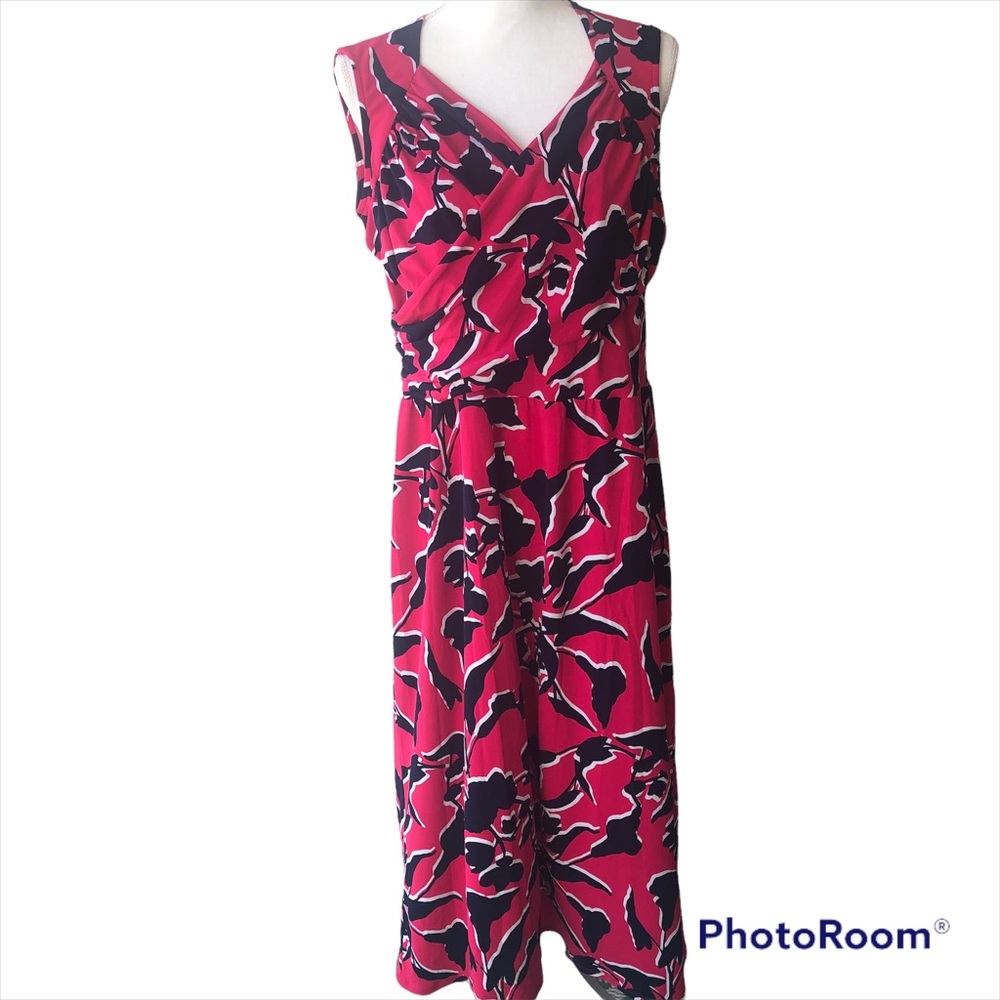 Leota STITCH FIX Floral Faux Wrap Sleeveless Jersey Dress R1